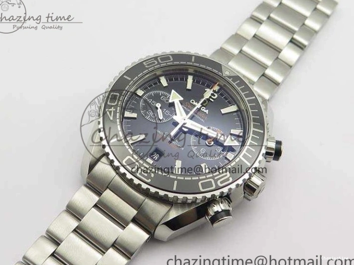 0511 Planet Ocean Master Chrono SS OM 1:1 Best Edition Black Dial On SS Bracelet A9900 V Fashionable 8113